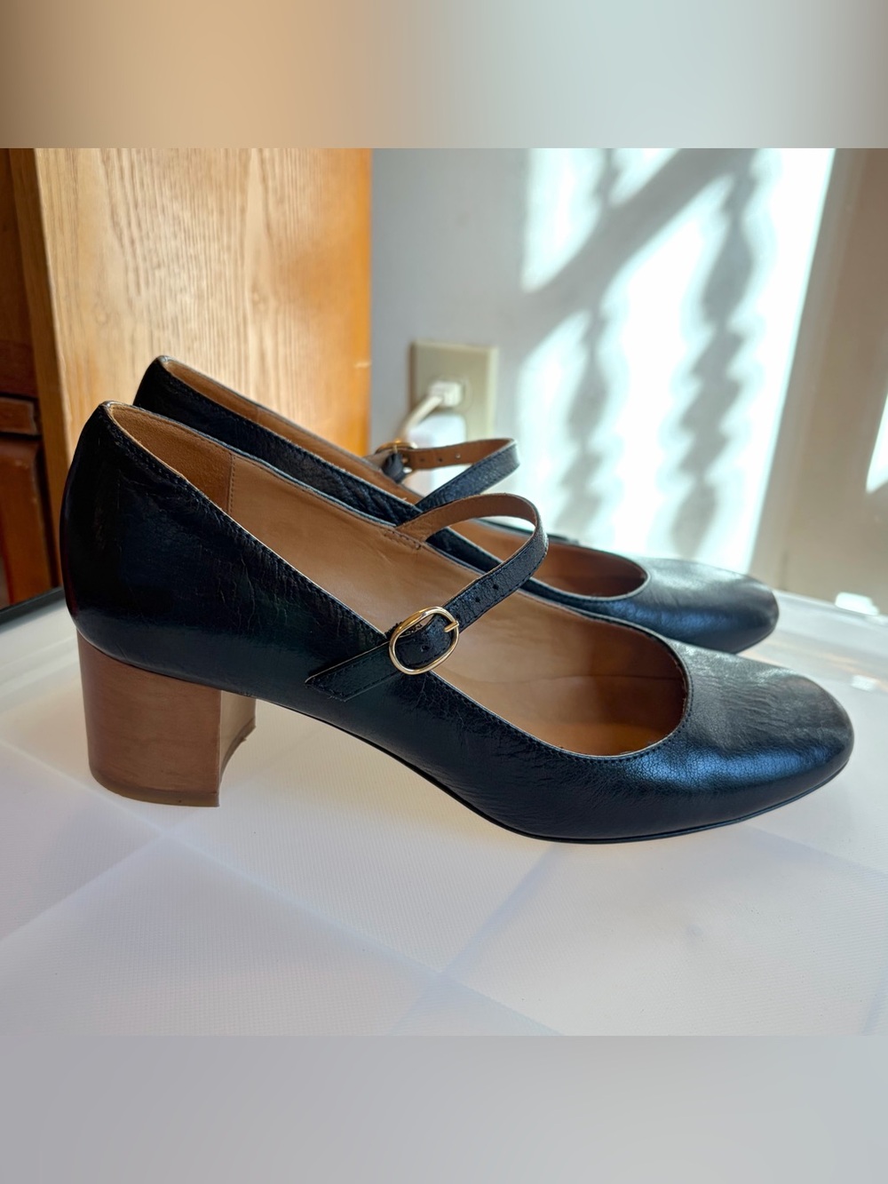 ISABEL MARANT ÉTOILE Louanne Black Leather Wood Block Mary Jane Heels Size 38 - Picture 3 of 15